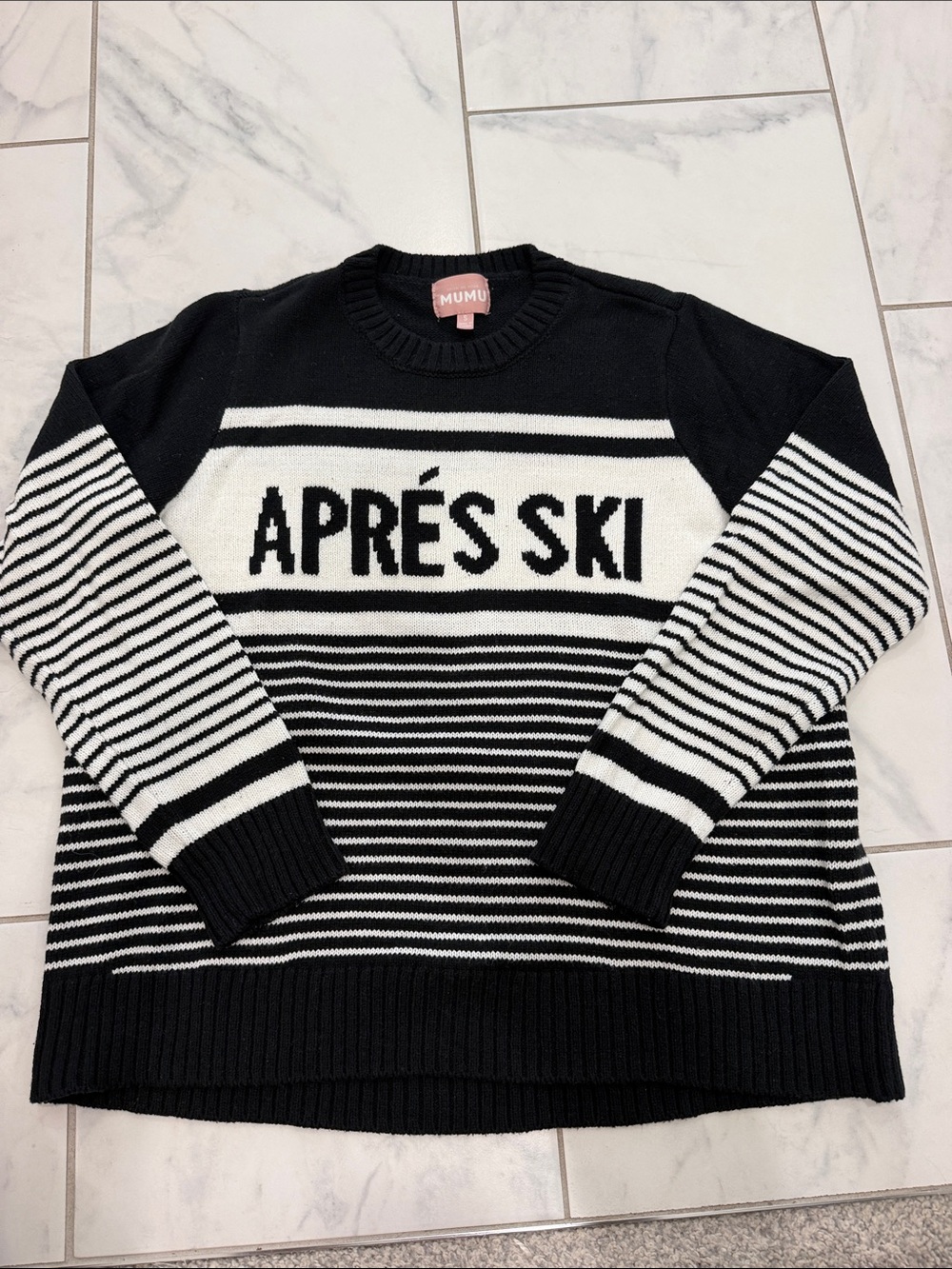 Show Me Your Mumu Alpine Après Ski Sweater Black White S